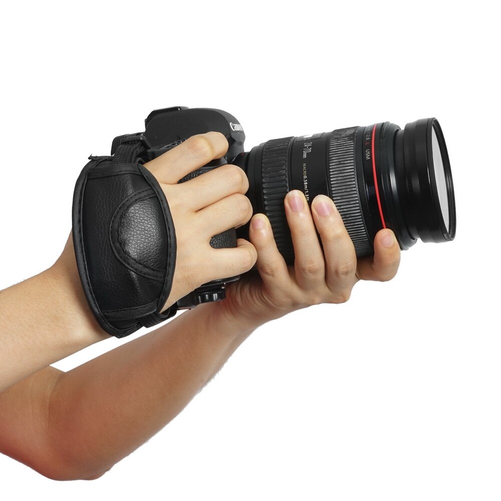 Camera Pu Leather Grip Snelle Pols Riem Zachte Hand Grip Camera Tas Universele Voor Canon Voor Nikon Voor Sony olympus Zwart