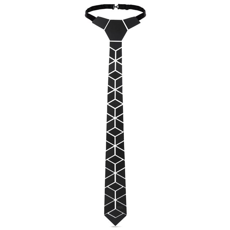 Geometric Diamond Plaid Black Necktie Formal Wedding Outifit Business Formal Suits Accessory Hex Tie Cufflinks Set: Default Title