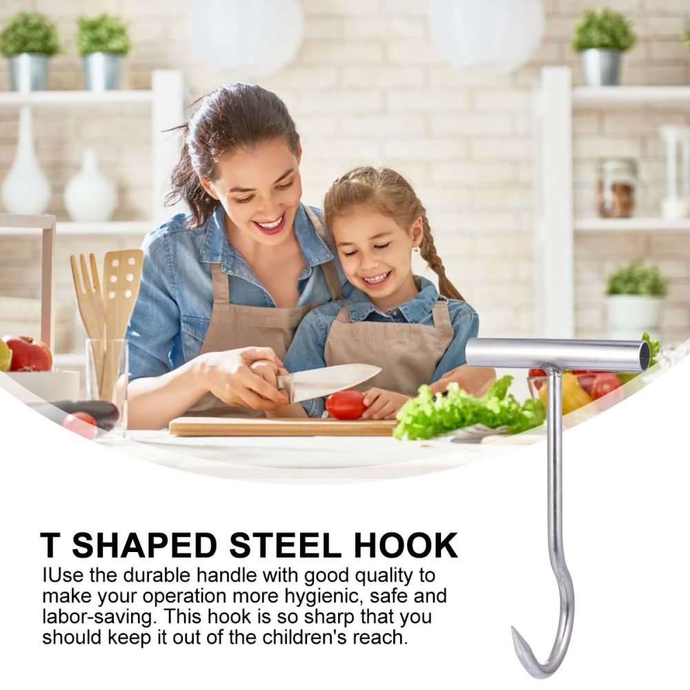 Meat Hooks for Butchering T Shaped Steel Hook with Handle Butcher Shop Tool Kit