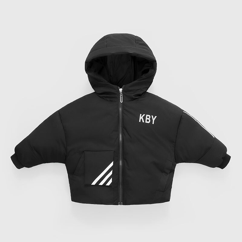 Chaqueta deportiva de algodón con relleno para niños y niñas, abrigo cálido de de invierno, 2-8 años, novedad: black / 4T