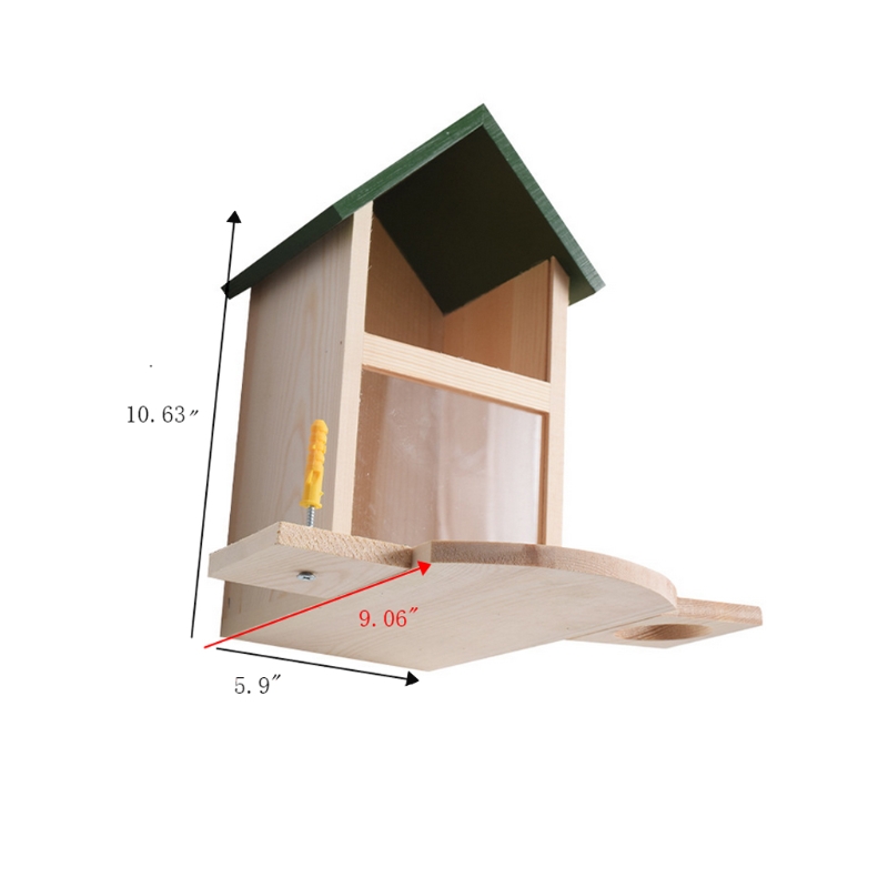 Outside Chipmunk Squirrel Feeder Strong Built Natural Wood Squirrel Feeding House Food Holder for Outdoor Fix on Tree