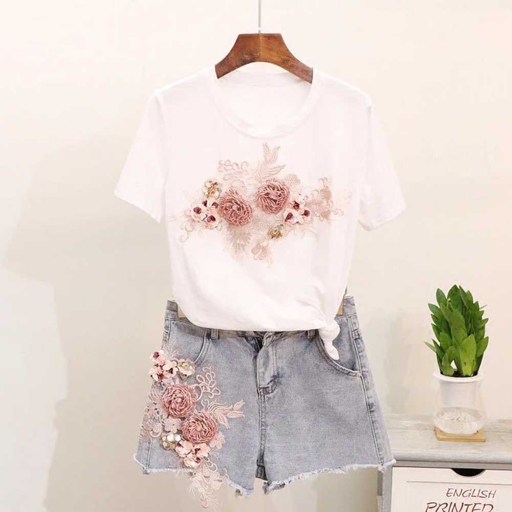 Aplique con parche bordado de flores 3D para ropa, ropa, pantalones, etiqueta de costura, apliques bonitos para ropa, accesorio DIY