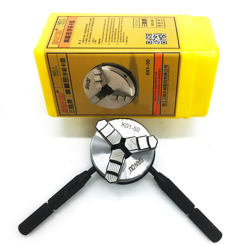 Sanou K01-50 2" Lathe Chuck 50mm 3 Jaw Manual Dill Chuck Mini Self-Centering Thread Mount CNC Precision Instrument Lathe Parts