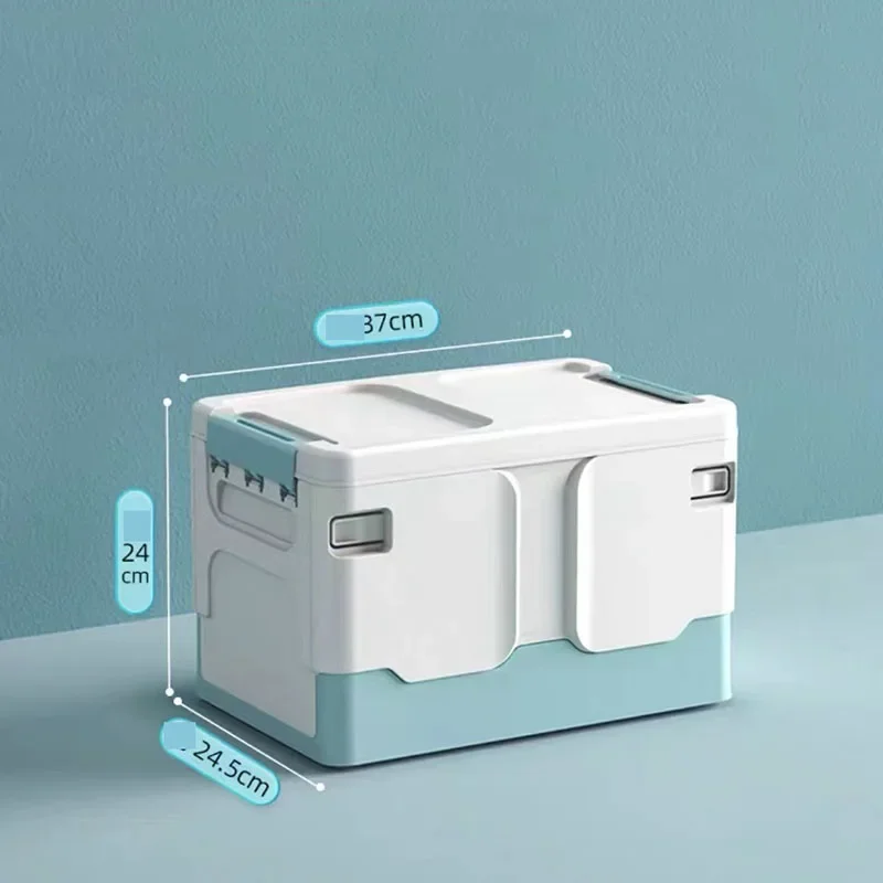 Caja de almacenamiento plegable para ahorrar espacio, juguete para aperitivos, contenedor organizador multifuncional con tapa, cajas de plástico de alta capacidad a prueba de polvo: Verde