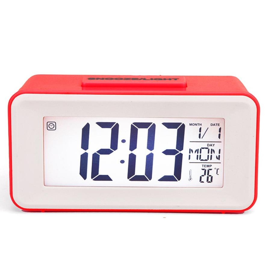 Mini contrôle sonore Intelligent de Table | Table de maison, horloge numérique électronique de bureau, avec affichage de calendrier: Red