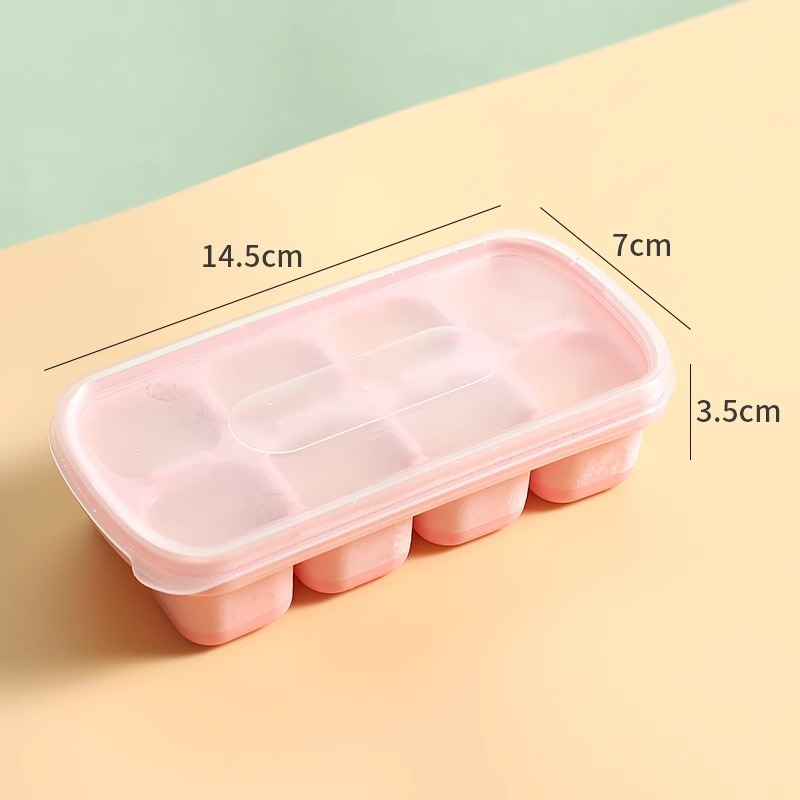 8 Cavity Square Ice Cube Trays Reusable Silicone Ice Cube Mold BPA Free Ice Maker with Removable Lids Kitchen Accessories: black