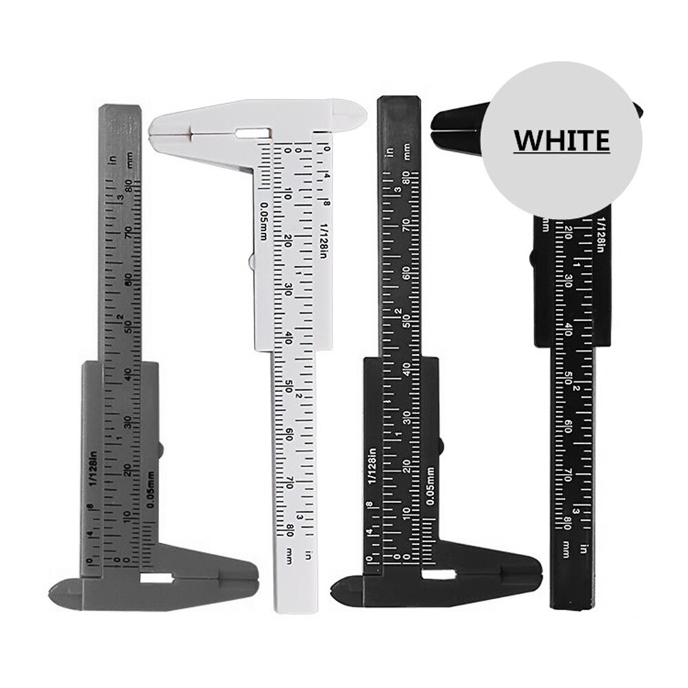 DIY 80mm Mini Plastic Sliding Double Scale Vernier Caliper Depth Diameter Measure Tool Measuring Ruler Micrometer: White