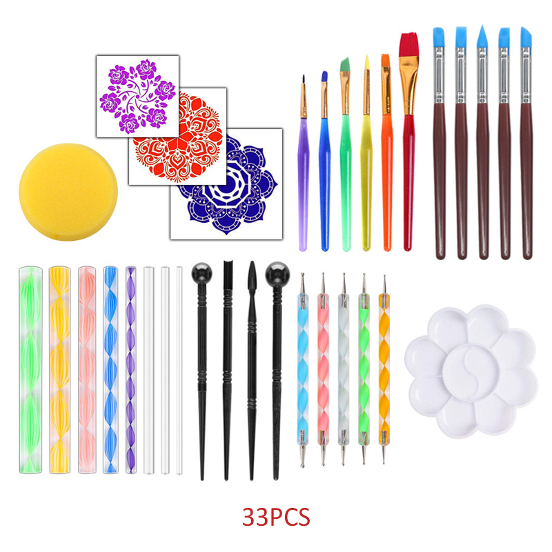 Multi Pieces Mandala Dotting Tools for Painting Rocks Acrylic Rods Double Sided Dotting Tools Mandala Stencils Art Craft Kit: 54A