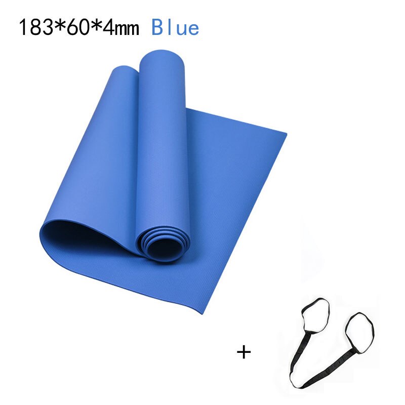 1830*610mm NBR and EVA Environmental Sports Yoga Mat For Beginner Non Slip Massage Mat Solid Color Exercise Gym Mat for Fitness: Blue 4mm