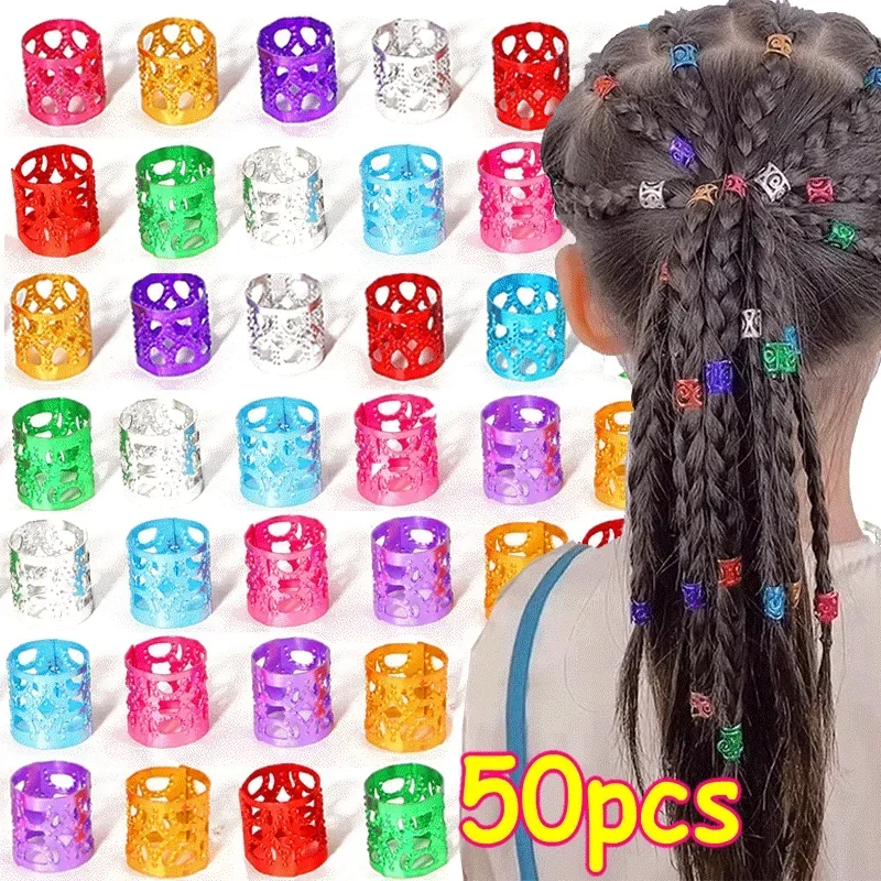 100/500pz dreadlocks Perline Treccia di capelli Anelli clip paura serrature Intrecciatura dei capelli Polsini in metallo Anello per capelli Decorazione Accessori Gioielli