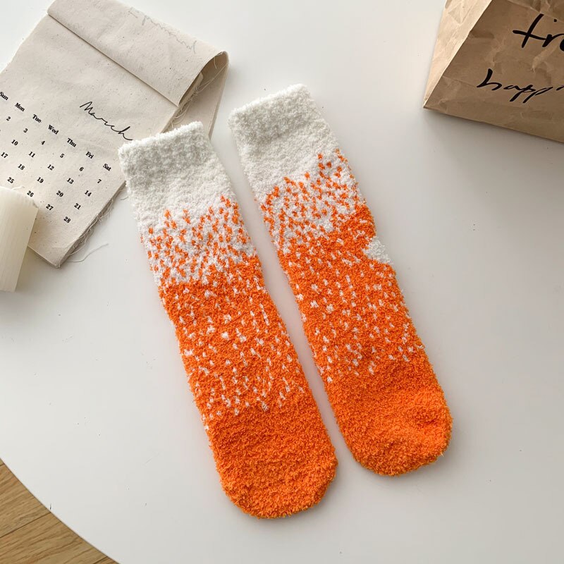 Winter Colored Starry Fleece Mid-Tube Socks Women Soft Warm Lamb Wool Thick Simple Versatile Socks Home Floor Sleeping Socks: 2