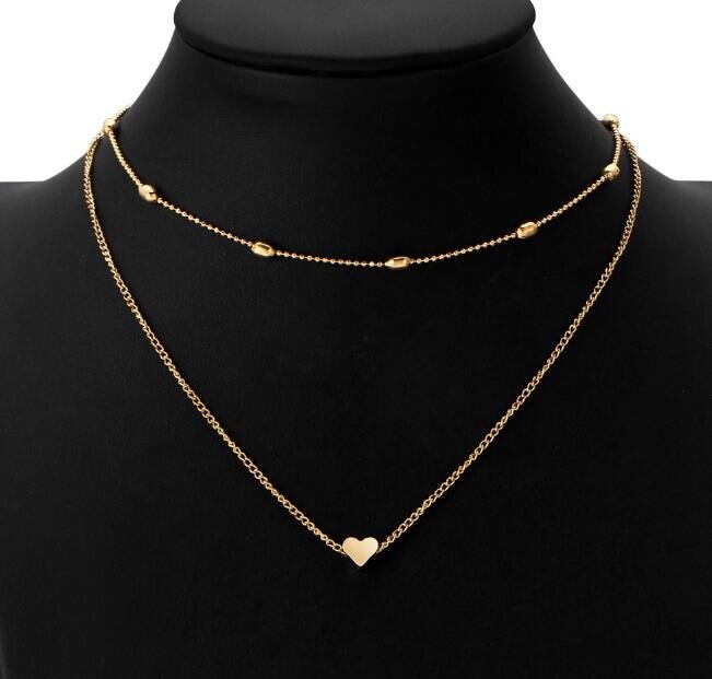 Hot 2021 Hot Lovely Style 2 strati amore cuore collana regolabile multistrato collana girocollo per regalo 2 pz/set
