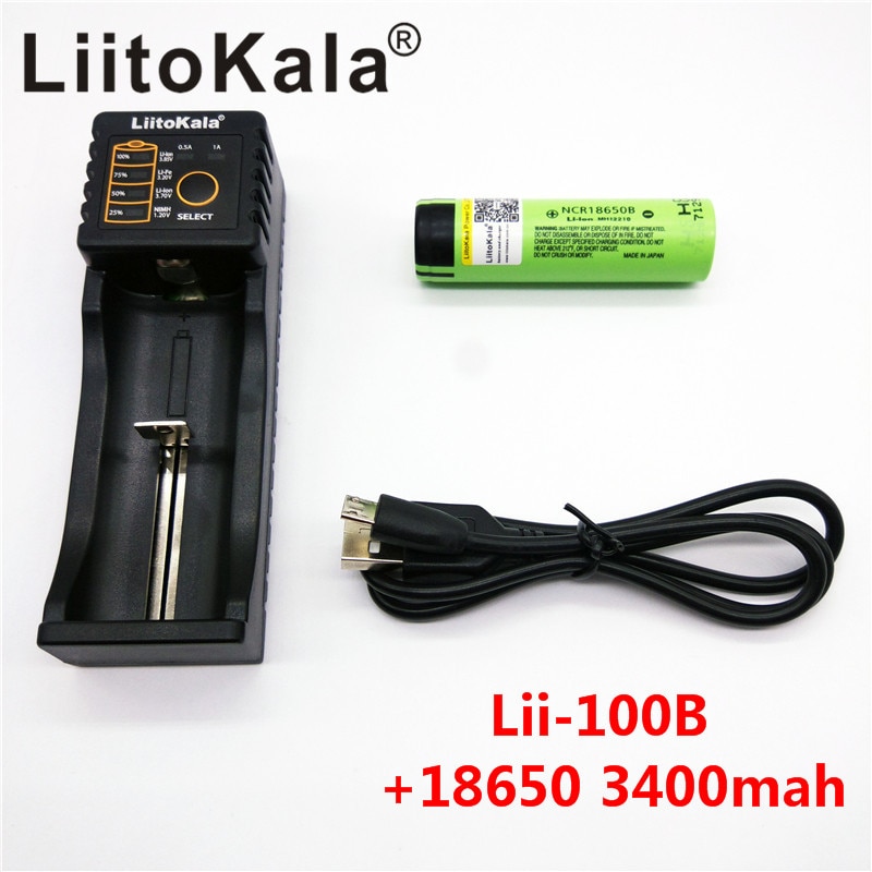 original for 18650 3400mAh 3400 battery NCR18650B 3.7V Rechargeable batteries+Lii-100B 18650 charger