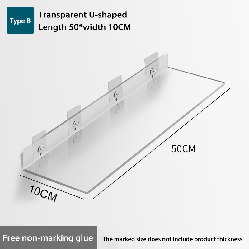 Wall-mounted Acrylic Storage Rack Removable Bathroom Shower Organizer Kitchen & Wardrobe Accessories Self-Adhesive Storage Shelf