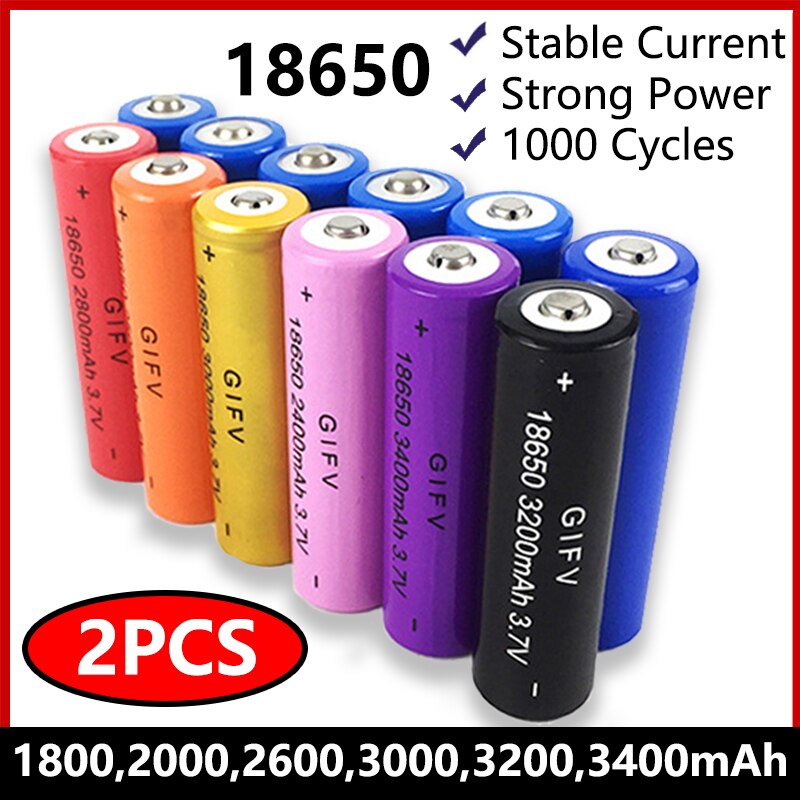 100% Originele 18650 Batterij 3.7V Oplaadbare Lithium Batterij 1200Mah 2000Mah 3000Mah 3400Mah Voor Power Bank zaklamp Batterij