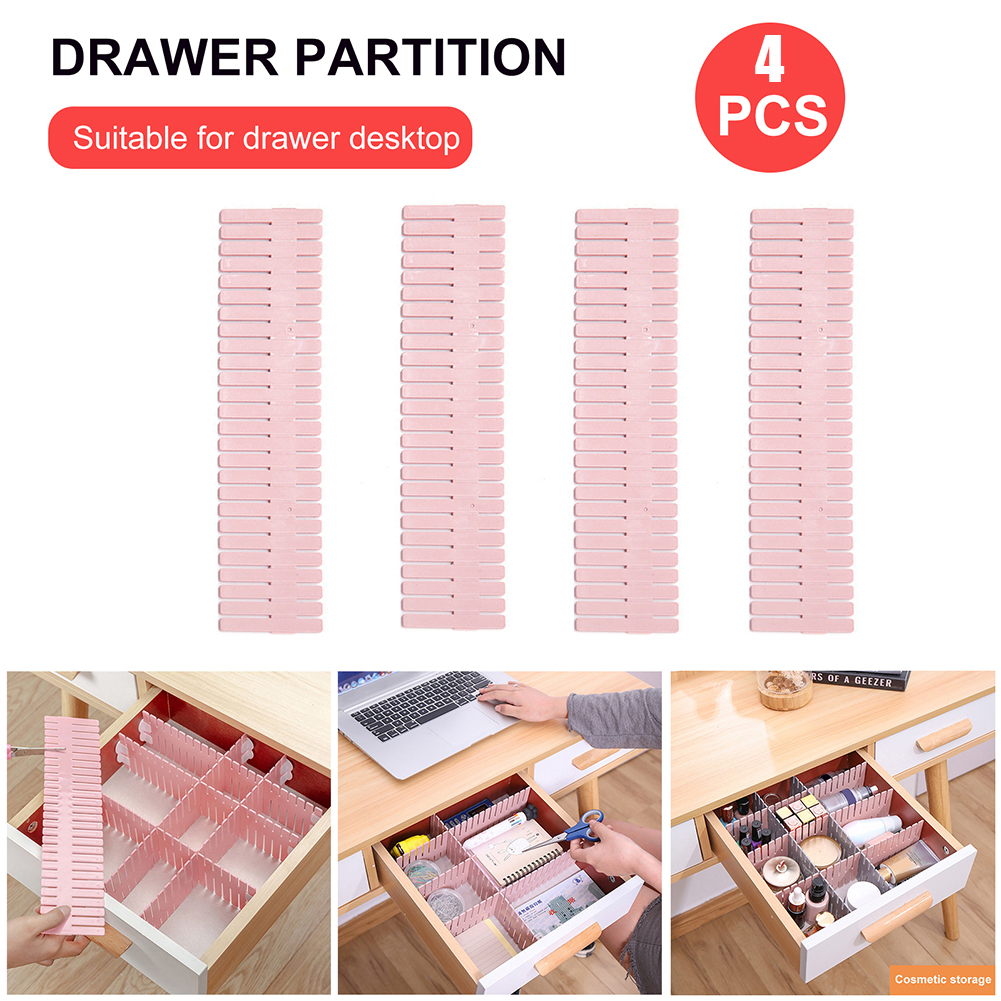 4pcs Adjustable Drawer Divider Clapboard Partition Socks Office Separator Closet Wardrobe For Underwear Belt Space Organiser