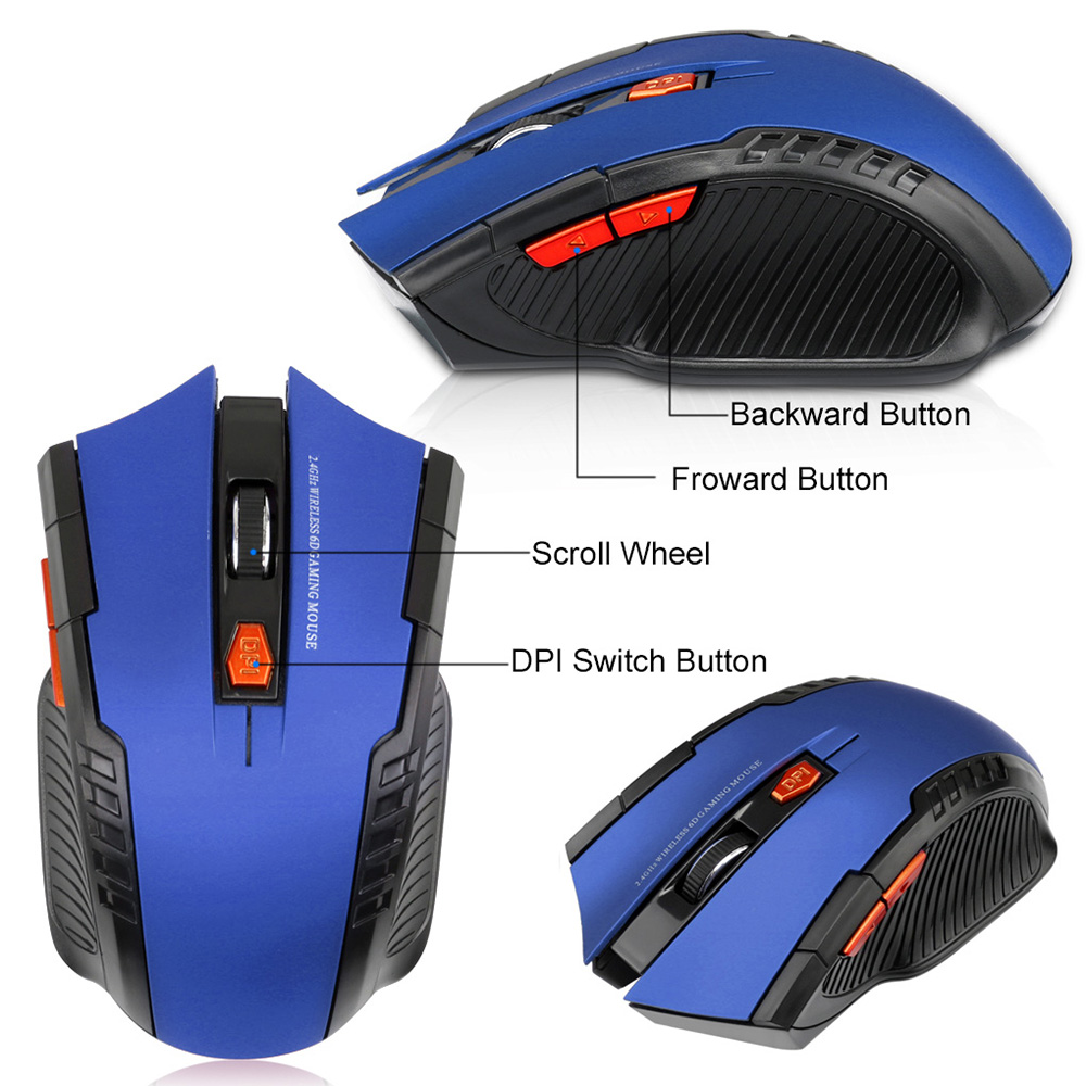 Bezprzewodowa mysz 2,4 GHz Myszy optyczne z odbiornikiem USB Gamer 1600 DPI 6 przycisków Mysz do komputera Akcesoria do laptopów Mysz dla graczy