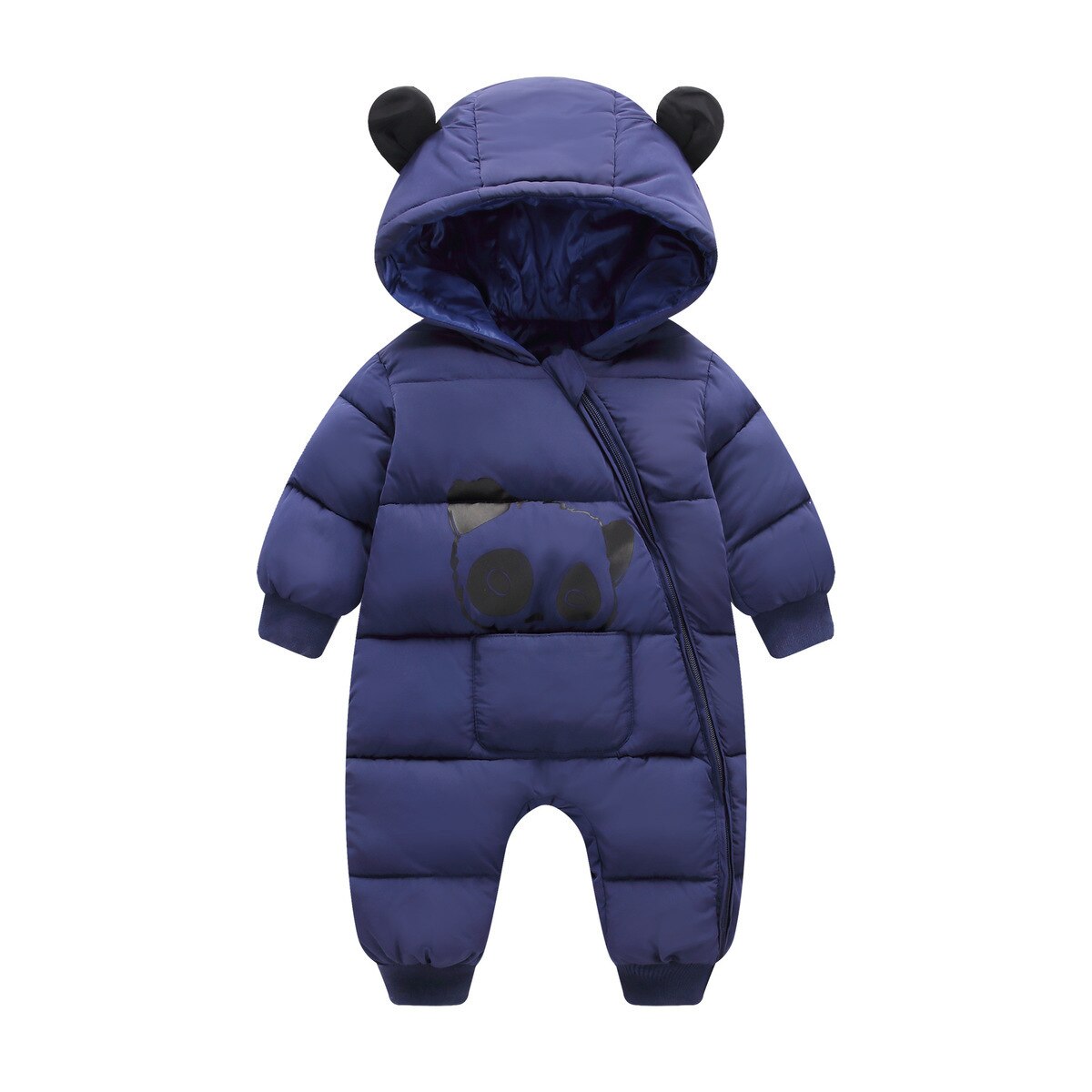 Kleinkind Baby Strampler Winter Baby Jungen Mädchen lässig Baumwolle Dicke Warme Mit Kapuze Strampler Kleinkind Baby Gesamt Overall Kleidung: dunkel Blau / 18m