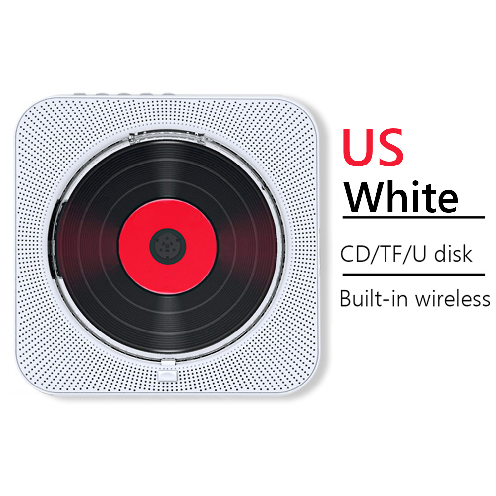 Wand Montiert CD Player Surround Sound FM Radio Bluetooth USB MP3 Disk Tragbare CD Musik Player Fernbedienung Stereo Lautsprecher: WHITE