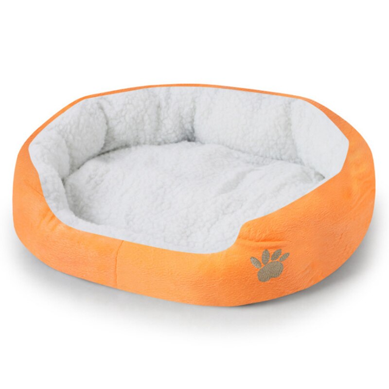 Coussin de lit en cachemire très doux pour chien, niche pour chat, panier pour chiot, niche, Chihuahua, poméranien: Orange
