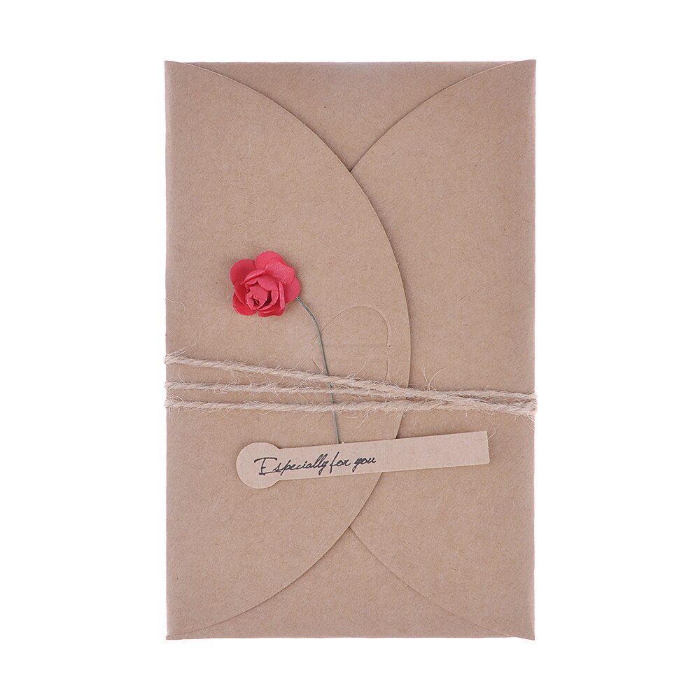 Papieren Kaart Vintage Verjaardag Bruiloft DIY Kraft Bloem papier De vintage tags 1 x Papieren Kaart (met Envelop): DA