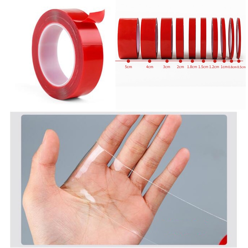 Cinta adhesiva transparente de silicona de doble cara para decoración de coche, pegatina adhesiva de alta resistencia para decoración de pared de hogar, 5/10/15/20mm