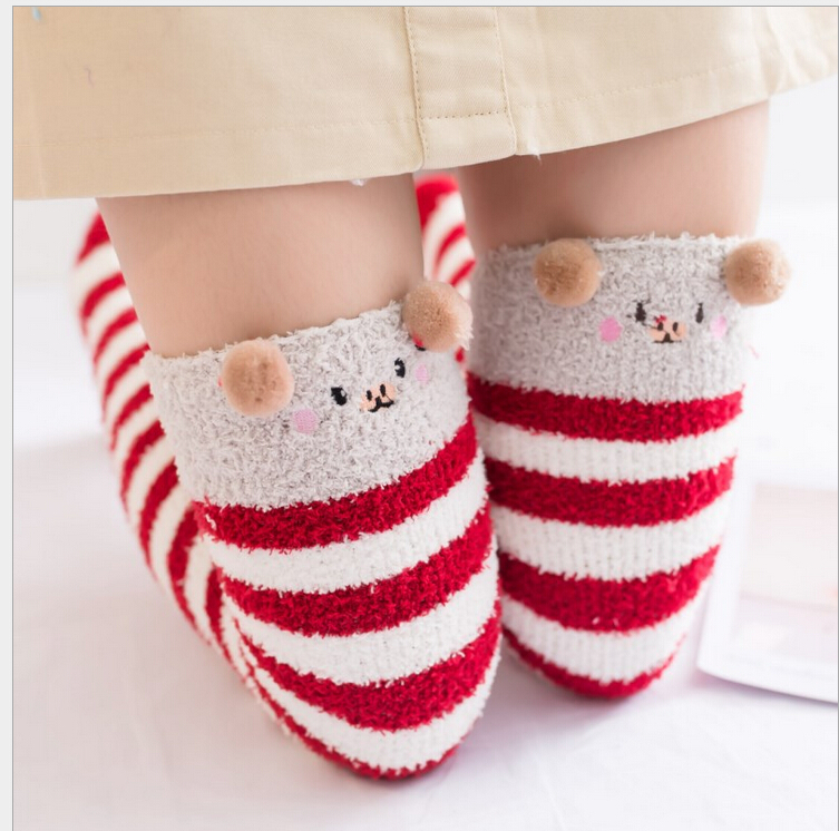 weichen, Flauschigen Flaum Dicken Korallen Fleece Warme Frauen Dame Winter Boden Bett Ankle Socken