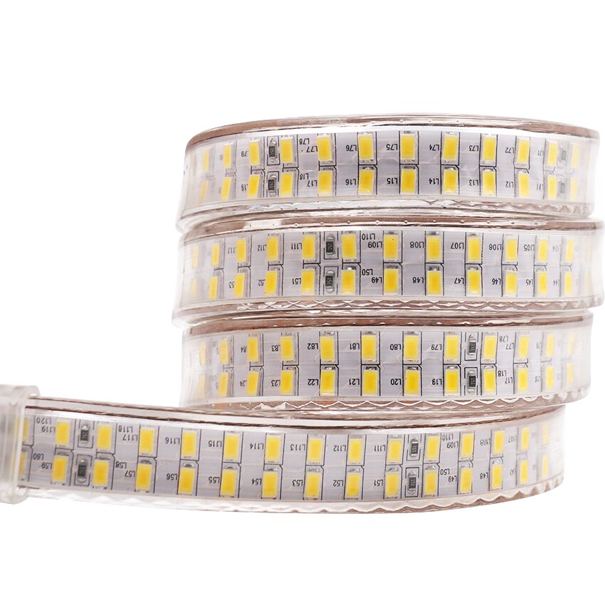 220V 110V 5730 bande lumineuse LED 240LEDs/M bande LED Double rangée ruban ruban étanche avec prise d'interrupteur EU/US/UK blanc/blanc