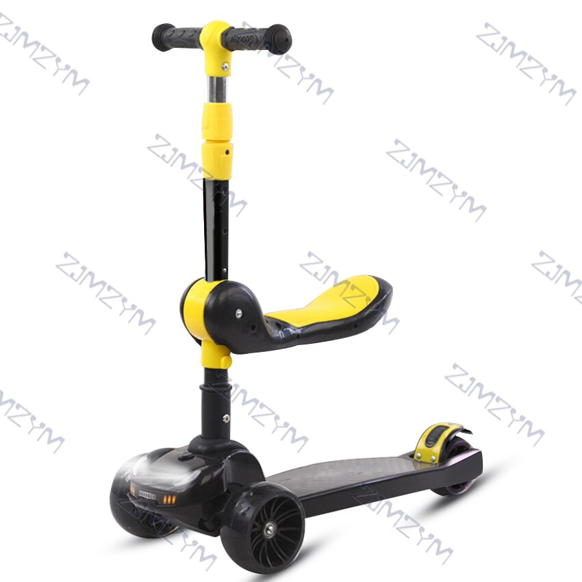 ARJ-6688 Multifunctionele 3 In 1 Kinderen Scooter Verstelbare Hoogte Knipperlicht Wiel Voet Scooters Kids Balans Fietstocht: black