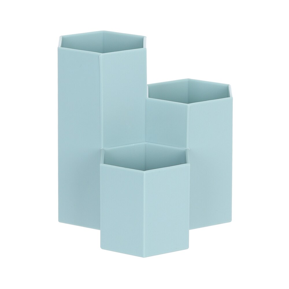 1PC Home Office Hexagonal Pen Pencil Holder Pen Storage Cosmetic Makeup Storage Box Desk Drawer Organizer: Blue