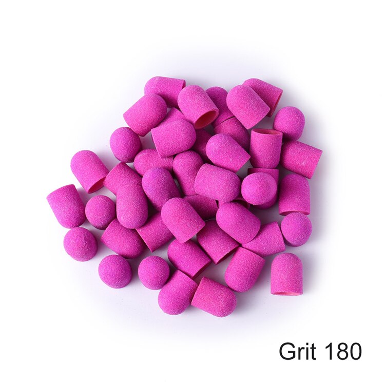 100 stk 13 x 19mm #80/120/180/240 lyserøde negle slibebånd neglebor greb maskine manicure pedicure negle tilbehør dorn: Lilla korn 180