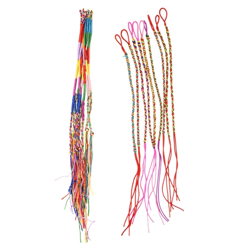9x farverige tråd venskab armbånd vævet hippie & 9 stk armbånd brasiliansk wire fletning etnisk flerfarvet 4