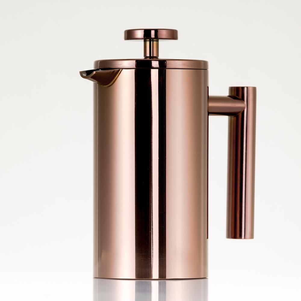 Dobbeltlag 304 rustfrit stål franske presser perkolator kaffekande kande kaffebrygger karaffel rosaguld farve til 1 person: 1l for 3-6 personer