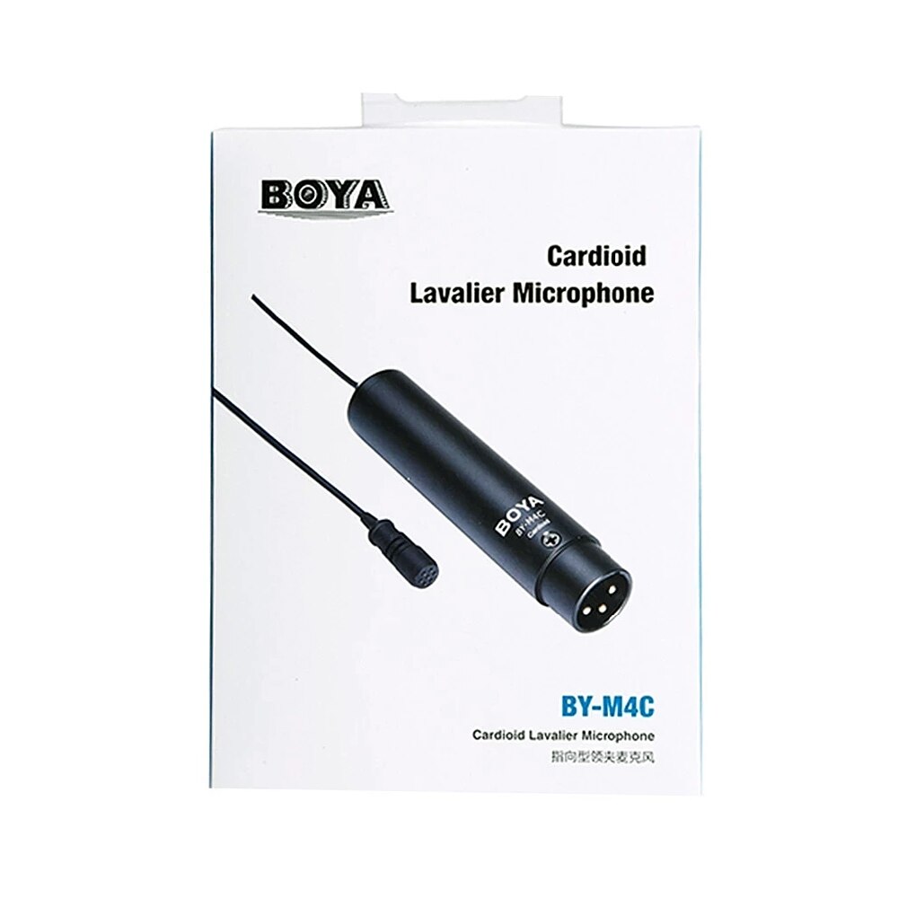 BOYA BY-M4C Clip-On Cardioid XLR Lavalier Microphone Condenser Mic for Camcorders Zoom Audio Recorder Video Record