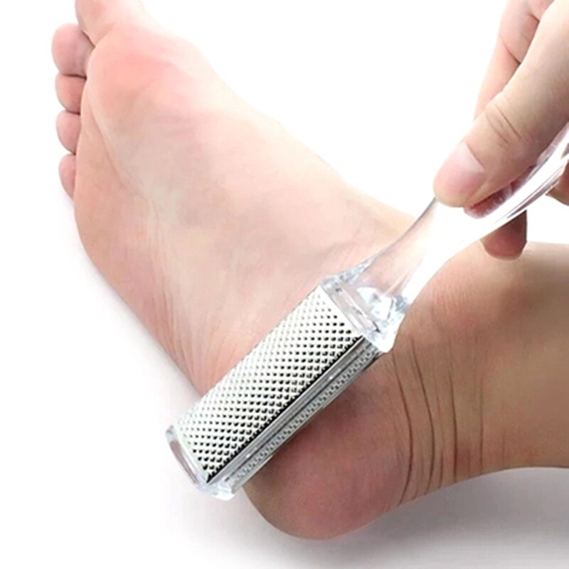 Hard Dead Skin Remove Plastic + Stainless Steel Transparent Foot Rasp File Scrubber Grater Callus Pedicure Tool Exfoliating Tool