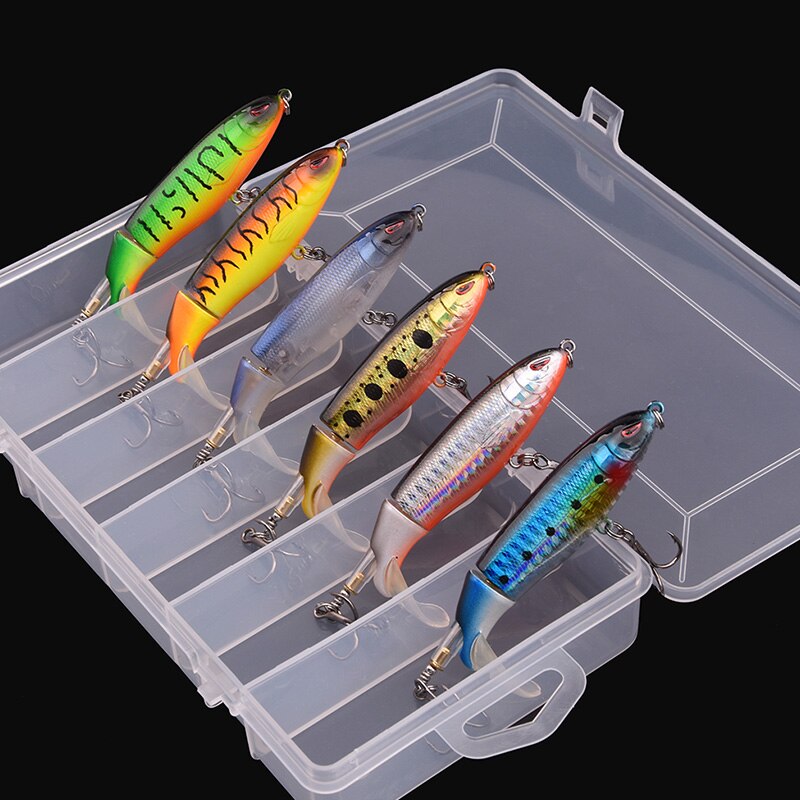 6 pz con scatola Whopper Plopper 100Mm 13G galleggiante per richiamo di pesca artificiale esca dura Wobbler coda rotante attrezzatura da pesca