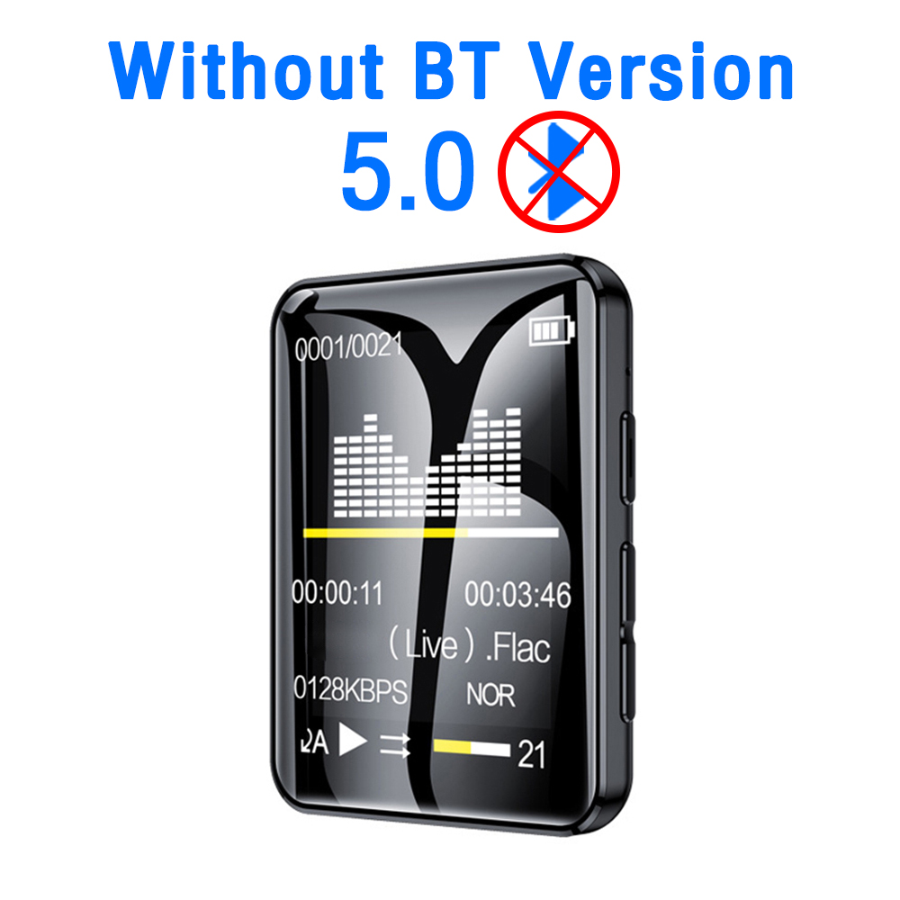 MP3 Player Bluetooth 5.0 Full Screen Walkman Portable Sport Music Player Mp4 Video Player with FM E-book Recorder Mp3 Player: black
