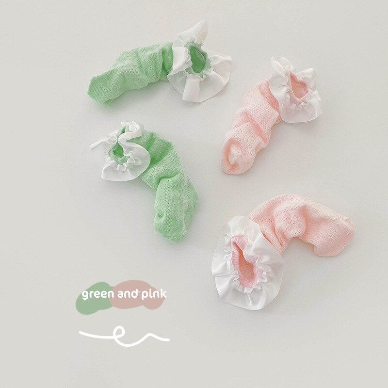 2 pairs of children&#39;s socks 2022 summer candy colored lace loop mesh socks thin cotton girls&#39; socks kids socks