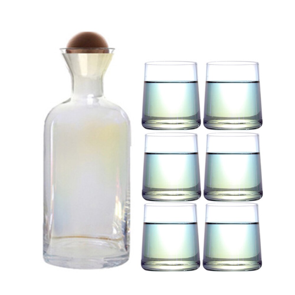 Krystalglas vandflaske cylindrisk kande kop sæt geometrisk glas vand pot gennemsigtig farvet glas saft kander: 01