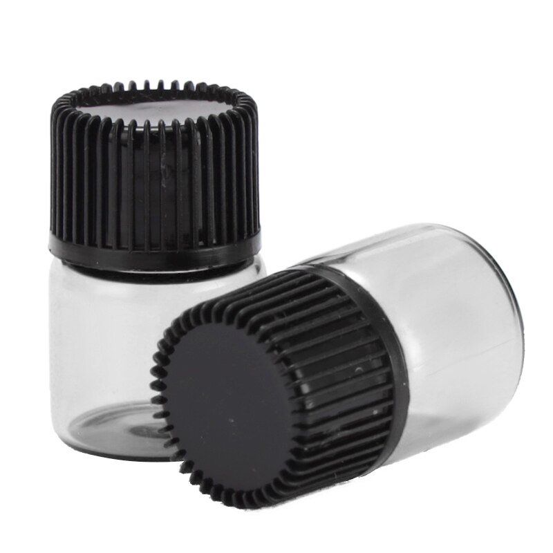 10 Uds. 1/2/3 ML PVC ámbar botella de aceite esencial vidrio delgado pequeños frascos de aceite de Perfume marrón botella de prueba con reductor de orificio: 3ml / Transparent