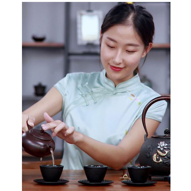 Japanese cast iron tea cup handmade iron tea ceremony accessories retro cust iron cup saucer kung fu tea set
