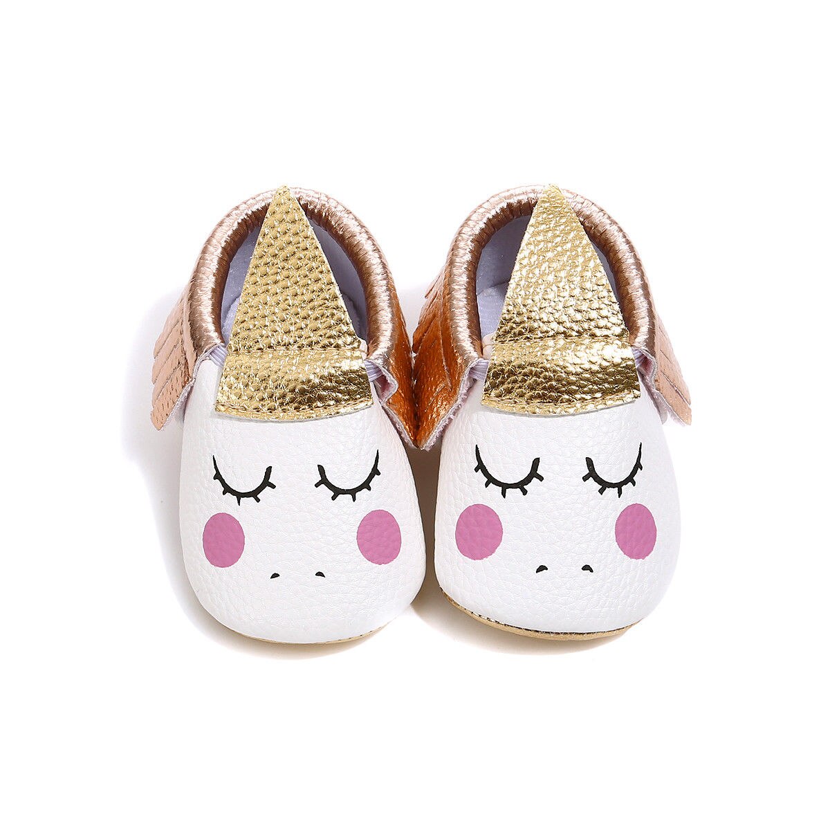 Baby piger krybbe sko 3 stil 0-18m tegneserie print kvast slip-on bløde kork sko