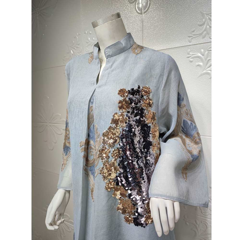 AB104 Long Saudi Arabian Abaya Ramadan Clothes Muslim Woman Prayer Outfit Veil Female Robe Arabic Luxurious Evening Dress 2022