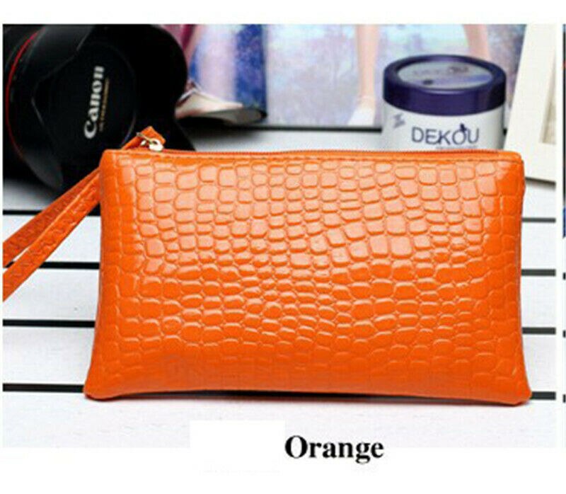 2019 caldo Signore Delle Donne Coccodrillo Pochette da gionro casuale Della Chiusura Lampo dell'unitàÀ di ELABORAZIONE Del Sacchetto di Nuovo Modo di Stile Portatile Del Telefono Della Borsa: Arancione