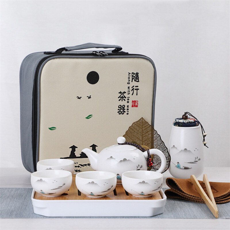 Juego de té portátil de viaje de estilo chino, 1 tetera/4 tazas, tetera de cerámica, tetera de , tetera de kungfú Teaware: G
