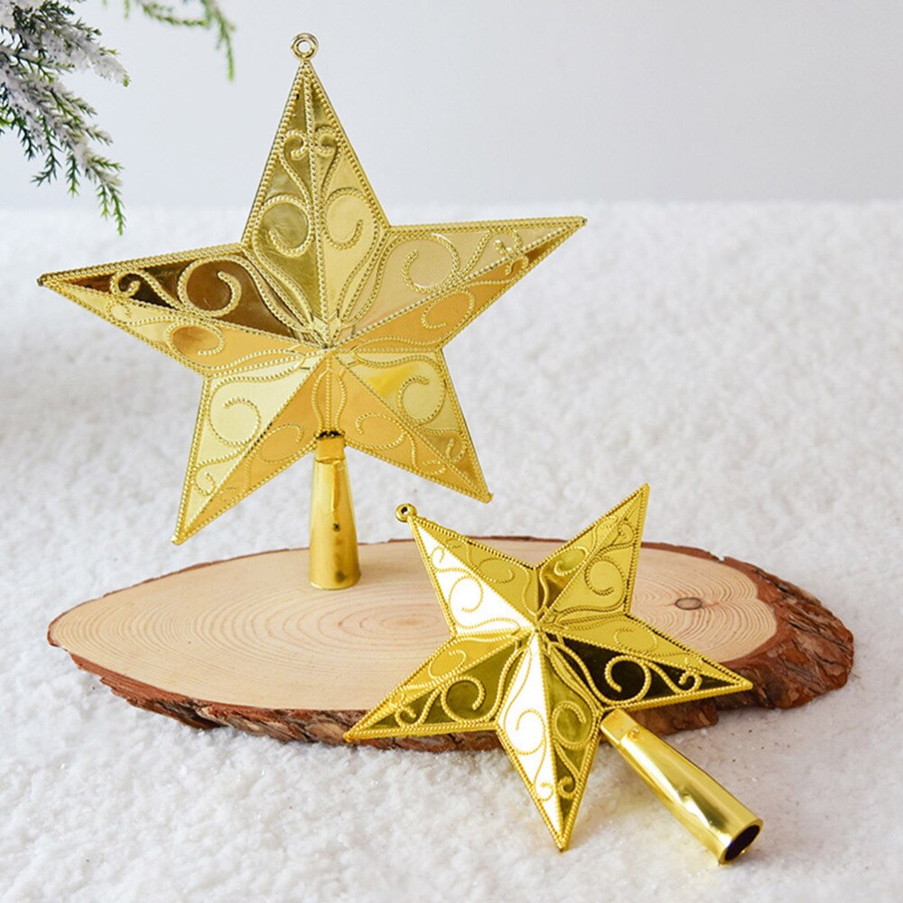 20cm Star Tree Topper Golden Star Christmas Tree Topper 5 Point Star Festival Treetop Decor for Home Party (Gold