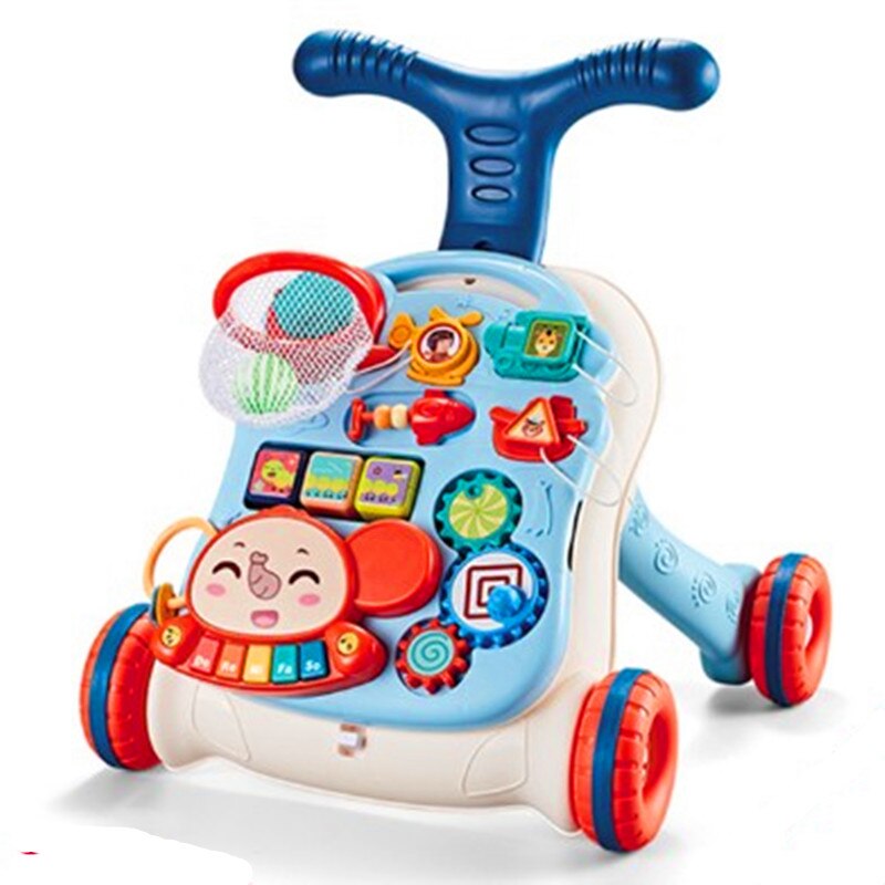 Baby rollator vogn multifunktionel anti-o-leg rollover 1 baby toddler legetøj 3- i -1 rollator: Blå