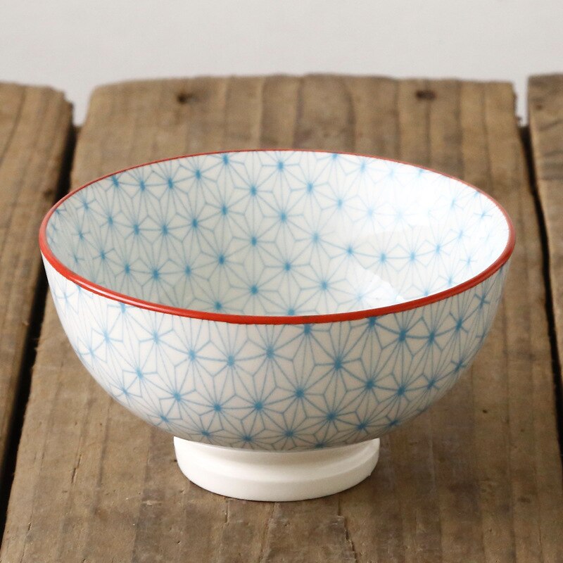 Nordic machine-printed under-glazed ceramic tableware Japanese 4.5-inch high-foot anti-scald soup bowl millet rice bowl: B-10