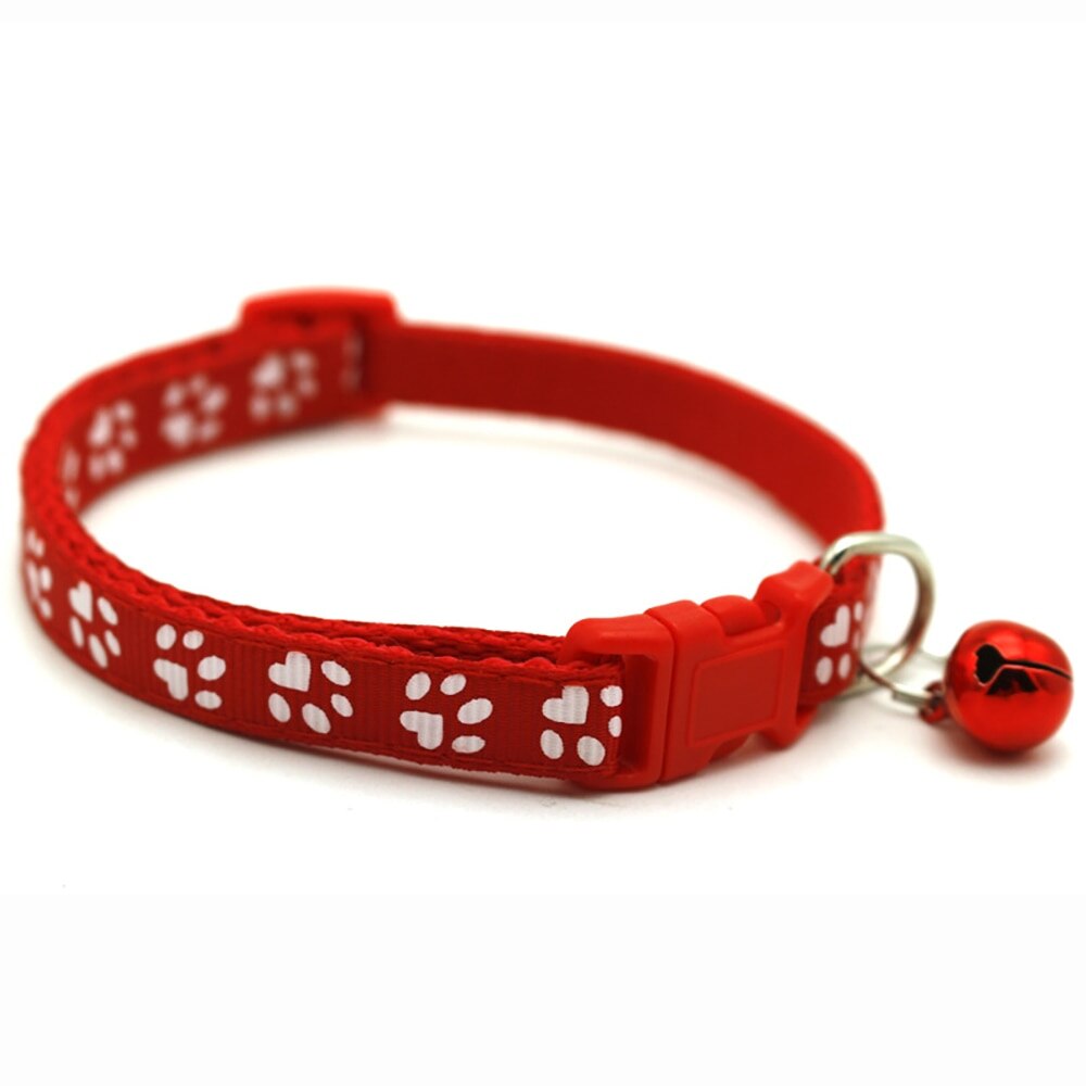Collier avec cloche pour chat, 8 couleurs, accessoires pour animaux de compagnie, à boucle réglable, pour petit chien, Chihuahua: Red