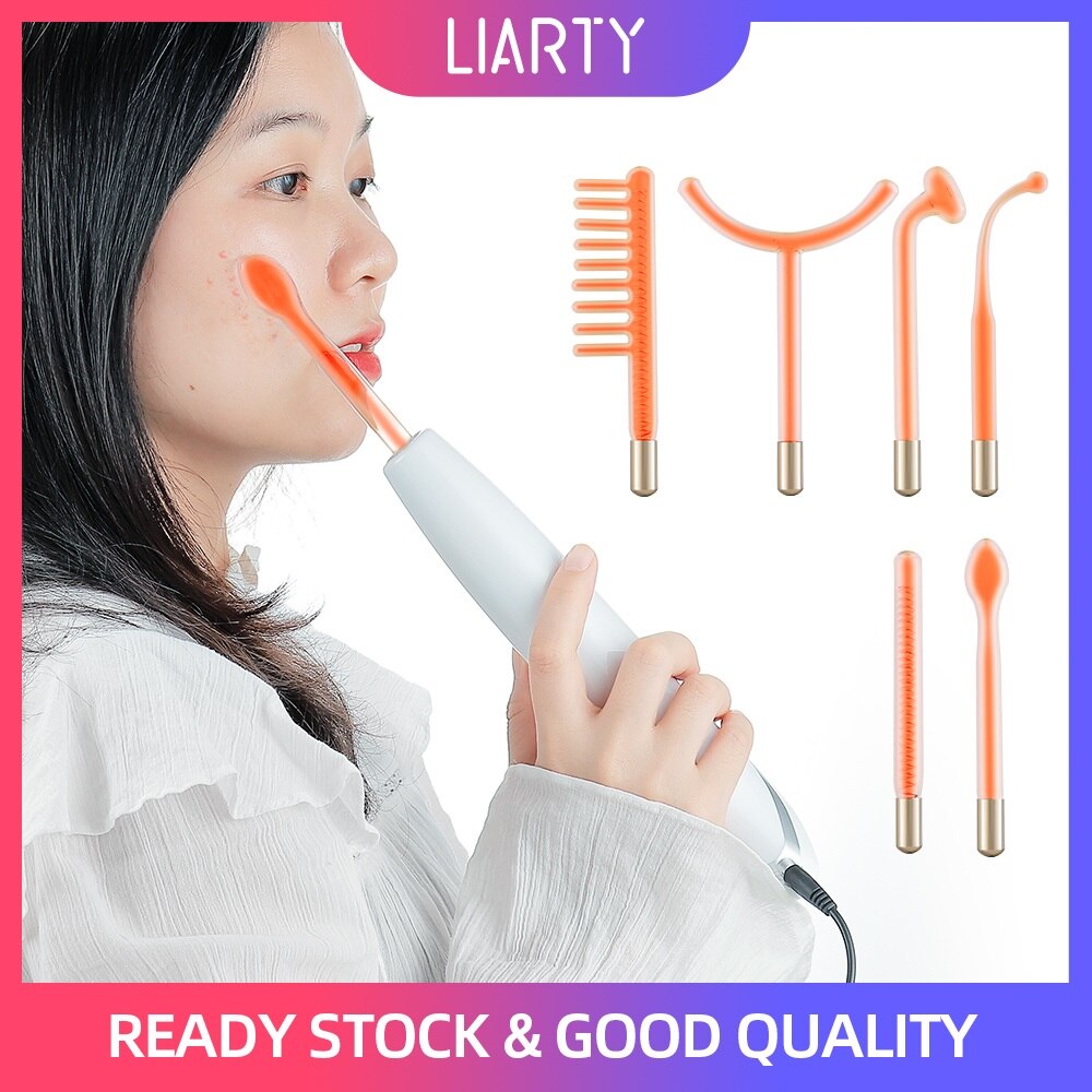 Upgraded 6 in1 High Frequency Electrode Wand With LED Display Glass Tube Acne Spot Remover Skin Care Face Hair Care Spa Tool